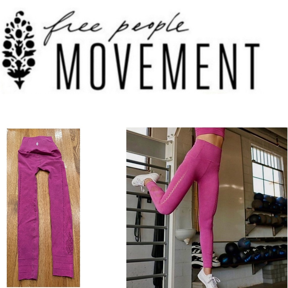 Free People Movement Good Karma High Rise Leggings Magenta‎ Pink Pointelle XS/S